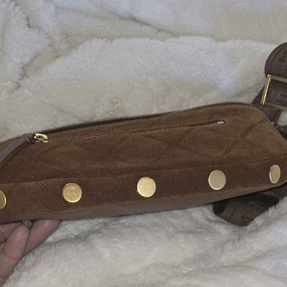 Hammitt Tan Suede Crossbody Bag with Gold Accents - Picture 5 of 6